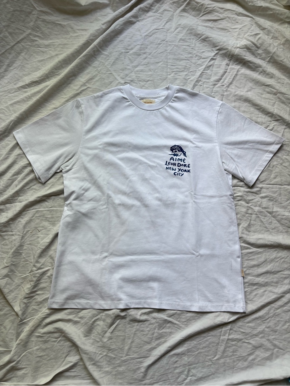 American Eagle Outfitters White T-Shirt with Navy Chest Logo